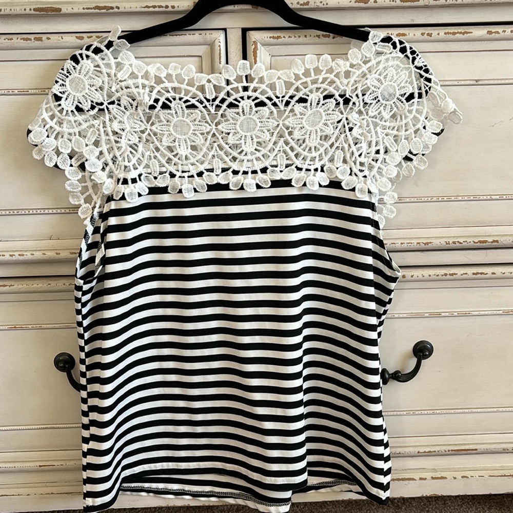 Black and white striped blouse